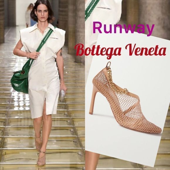 RUNWAY BOTTEGA VENETA Mesh/Chain Embellished macramé & leather pumps~EU41/$1080 - Picture 1 of 8